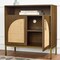 Best Choice Products Arched 2-Door Rattan Cabinet, Sideboard, Buffet, w/ Cord Cutout, Adjustable Storage Shelf
